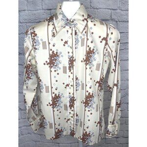 Portrait Clothes by Barco Shirt Vintage Button Down Retro 70s Long Sleeve MED